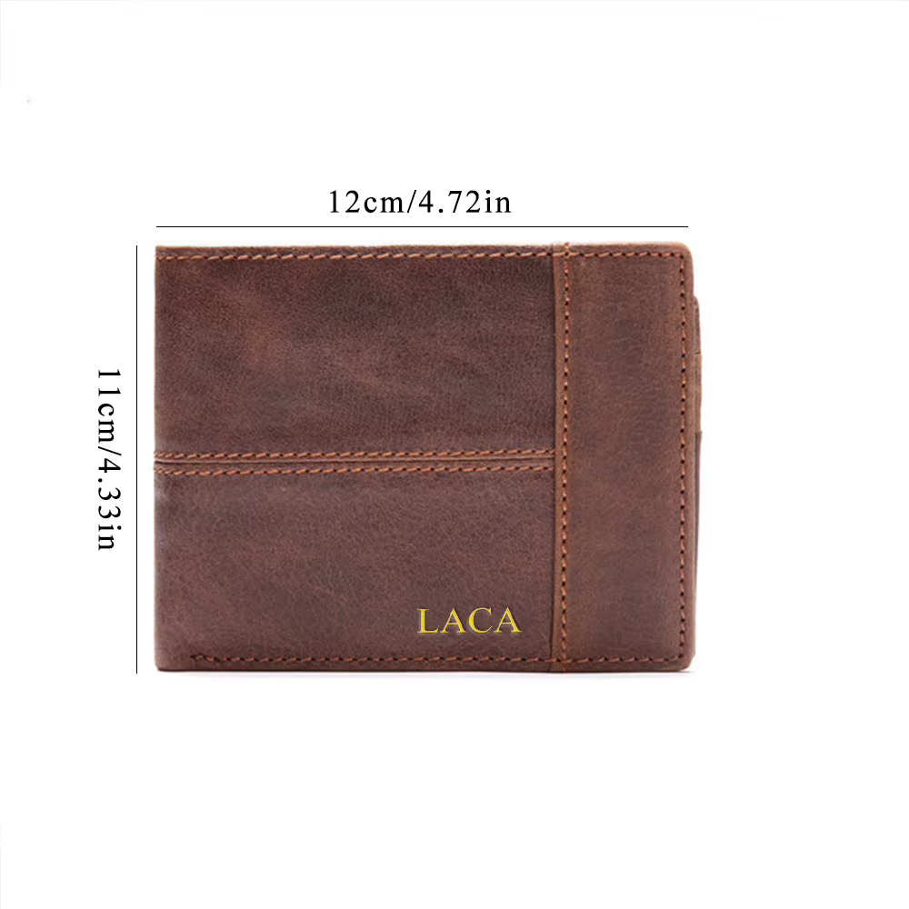 Portefeuille en cuir véritable personnalisé pour homme - style court