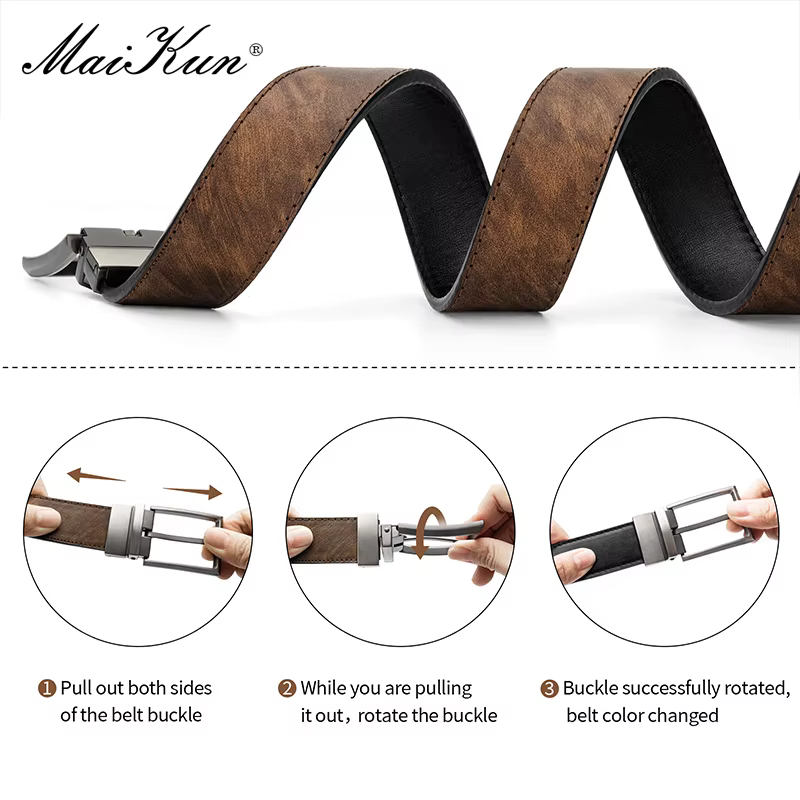 Maikun ceintures en cuir réversibles pour hommes