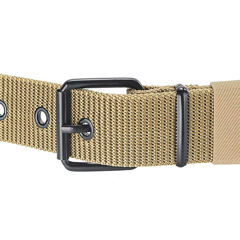 Ceinture en cuir à boucle ardillon en toile poreuse pour hommes