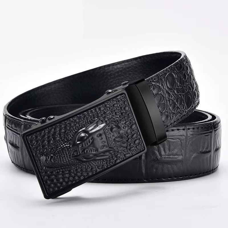 Ceinture en cuir véritable pour homme, ceinture de luxe de qualité supérieure, marque célèbre, boucle automatique, motif Crocodile, ZD2137