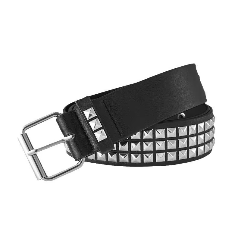 Nouvelle ceinture de style vintage avec perles carrées et rivets
