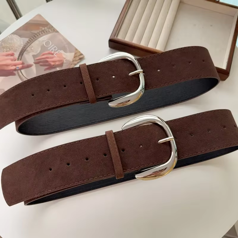 Large ceinture en cuir suédé femmes Chamois