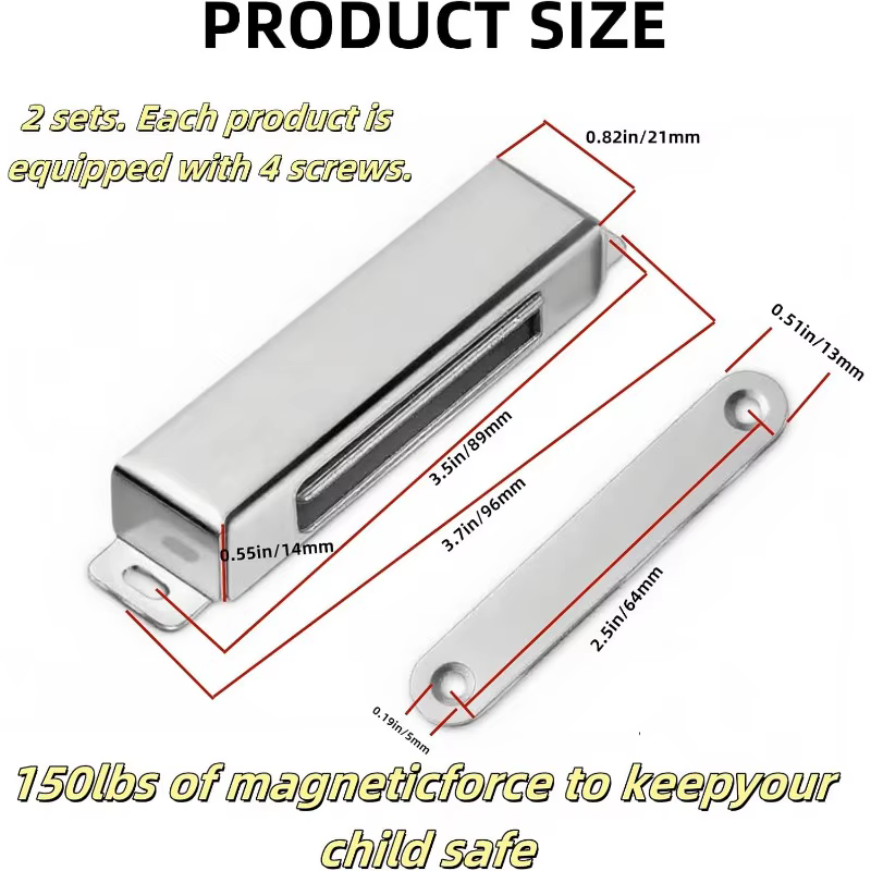 Loquet magnétique pour porte, serrure d'armoire robuste, loquet de cuisine avec vis, quincaillerie pour meubles