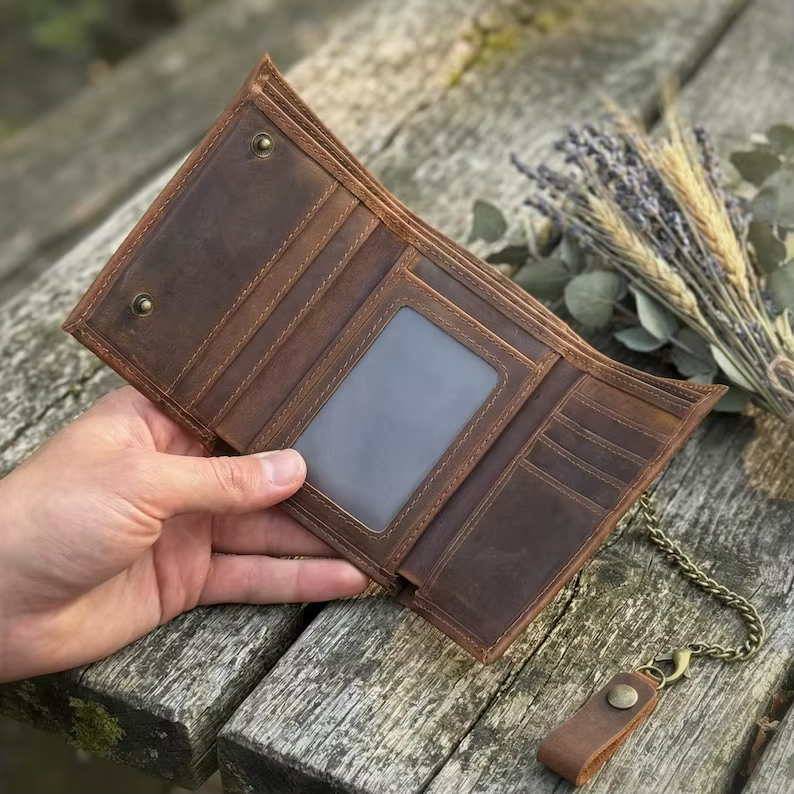 Portefeuille en cuir véritable personnalisé pour homme