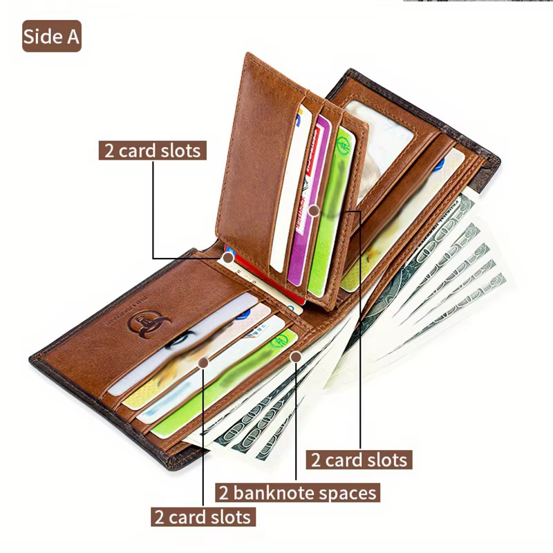 Portefeuille en cuir véritable pour homme