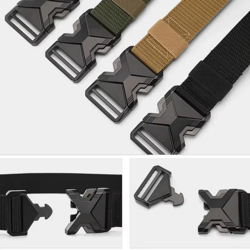 Ceinture à boucle en Nylon tressé pour hommes