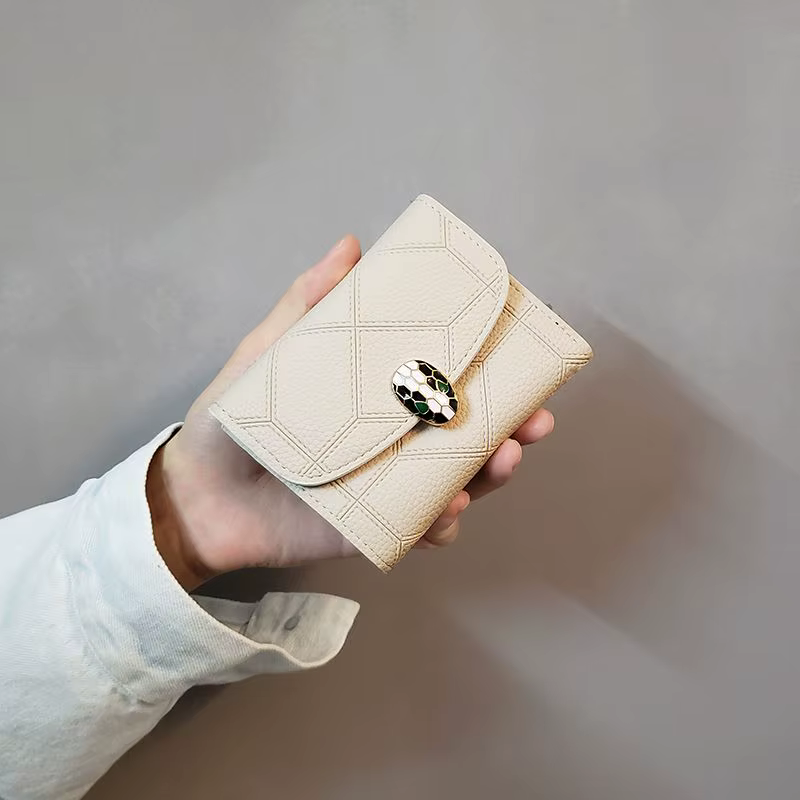 Nouveau portefeuille Snakehead pour femme, court, à trois volets, vertical, personnalisable, mini-portefeuille, petit porte-cartes frais, antivol
