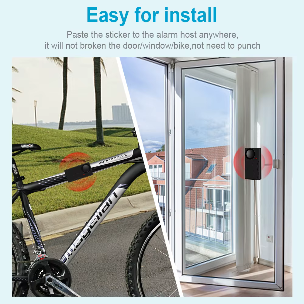 Capteur de vibrations de porte fenêtre sans fil, alarme 110db, détecteur de télécommande antivol, système d'alarme de sécurité domestique