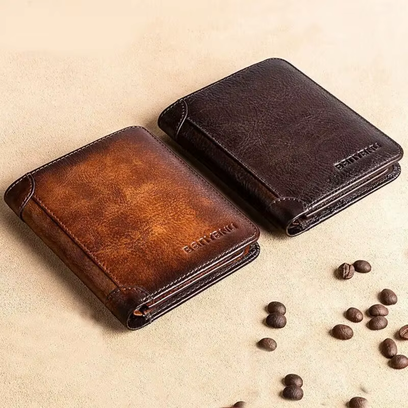 Portefeuille en cuir véritable pour hommes