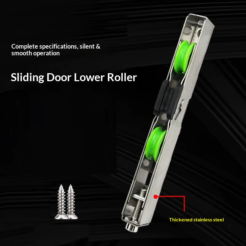 Poulie de sol pour porte coulissante en verre en alliage d'aluminium, rail de guidage en acier inoxydable, roue roulante, type à charge lourde, quincaillerie silencieuse et fluide