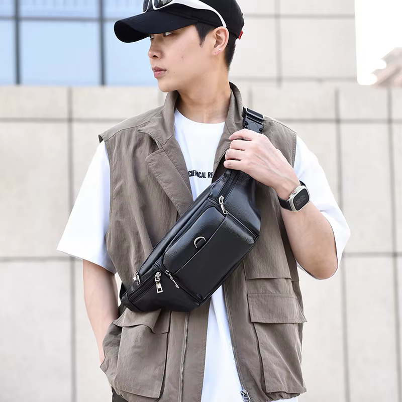 Sac de taille en cuir pour hommes