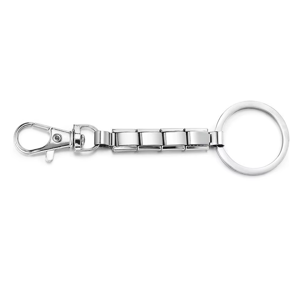 Nouveau porte-clés italien couleur argent en acier inoxydable