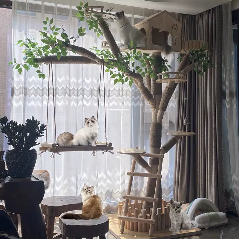Arbre de simulation d'intérieur pour chat, grand cadre d'escalade familial, fournitures de dressage pour animaux de compagnie, grattoirs à tour pour chats, accessoires pour animaux de compagnie
