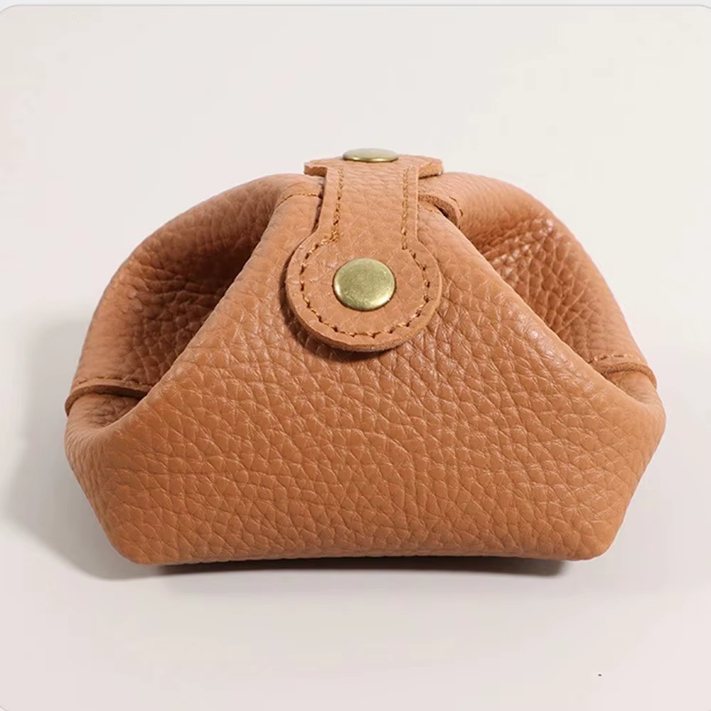 Porte-monnaie Portable en cuir PU de couleur unie