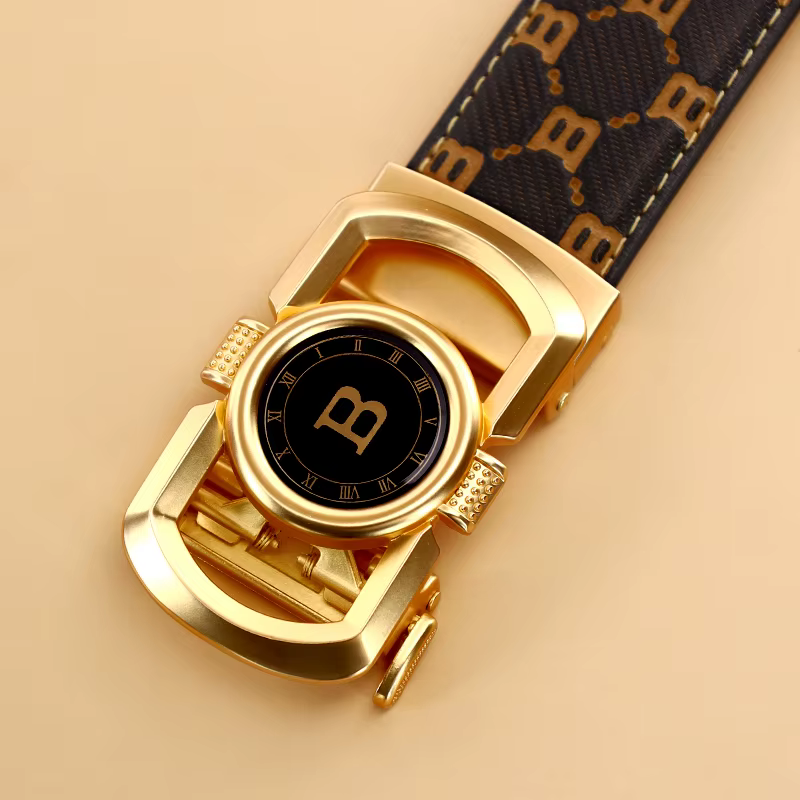 Ceinture en cuir PU pour hommes avec boucle en alliage automatique