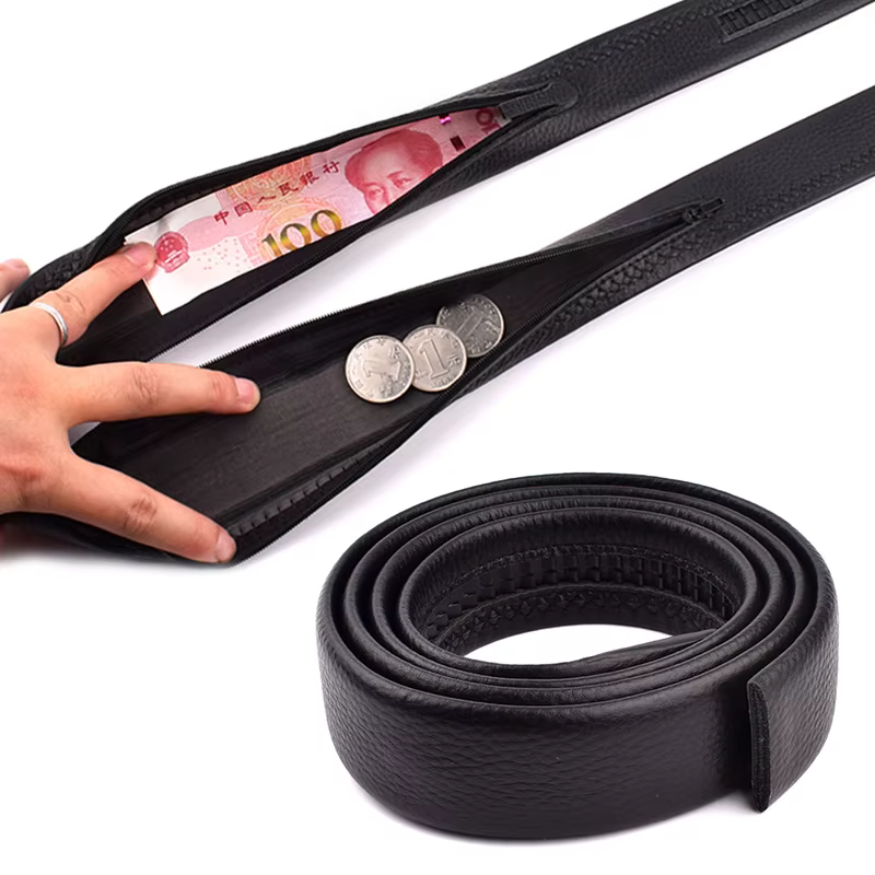 Ceinture antivol en cuir véritable pour hommes et femmes