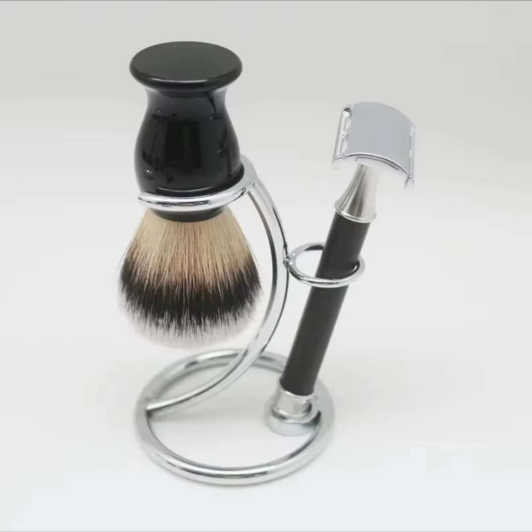 Hommes porte-brosse à raser en acier inoxydable support de rasoir rasoirs de sécurité pour le nettoyage de la barbe salon de coiffure support de rasoir outil de rasage