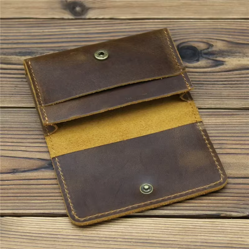 Porte-cartes vintage en cuir véritable pour hommes