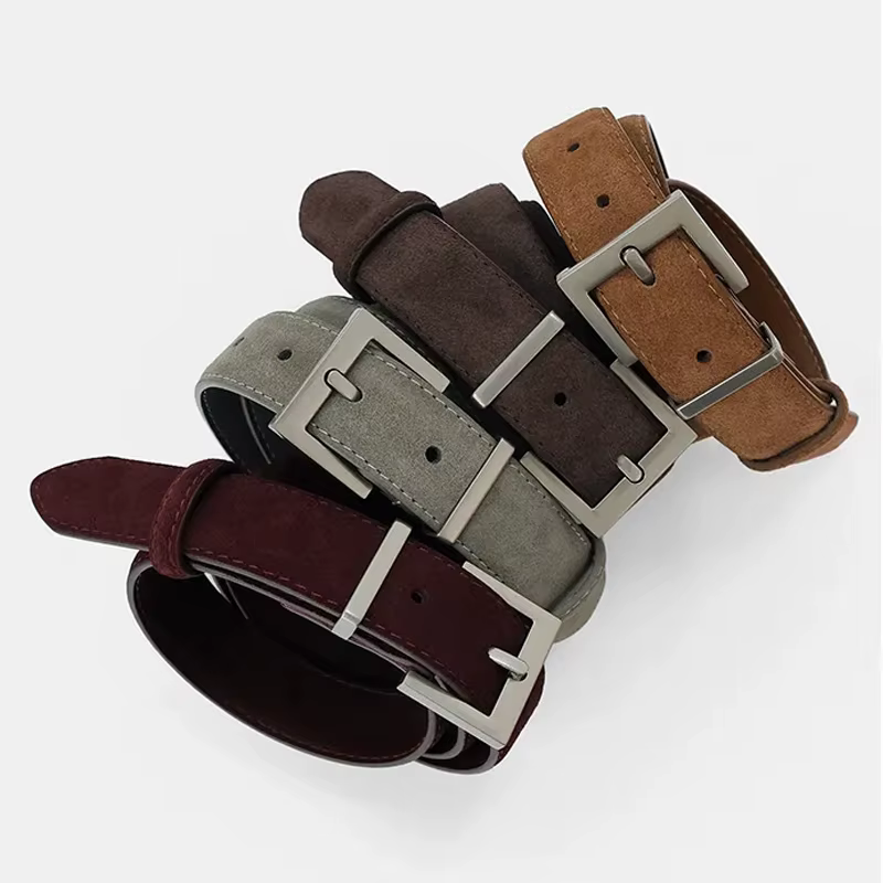 Nouvelle ceinture de luxe en cuir véritable double pour femme