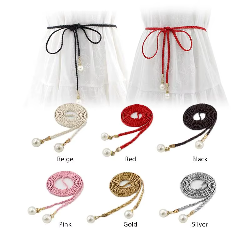 Ceinture fine vintage bohème à nœuds pour femme