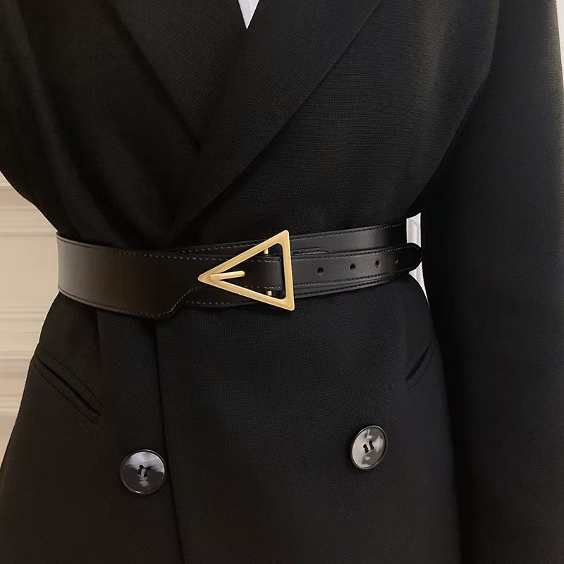 Ceinture décorative en cuir véritable pour femme avec drapeau de luxe