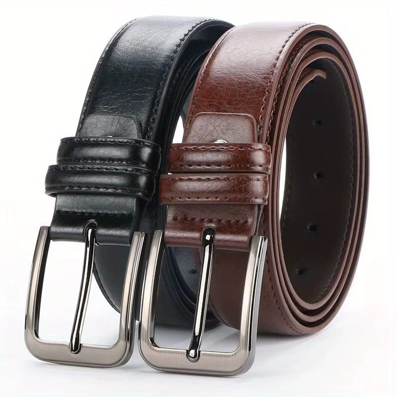 Ceinture de luxe pour homme en cuir PU avec boucle ardillon métallique