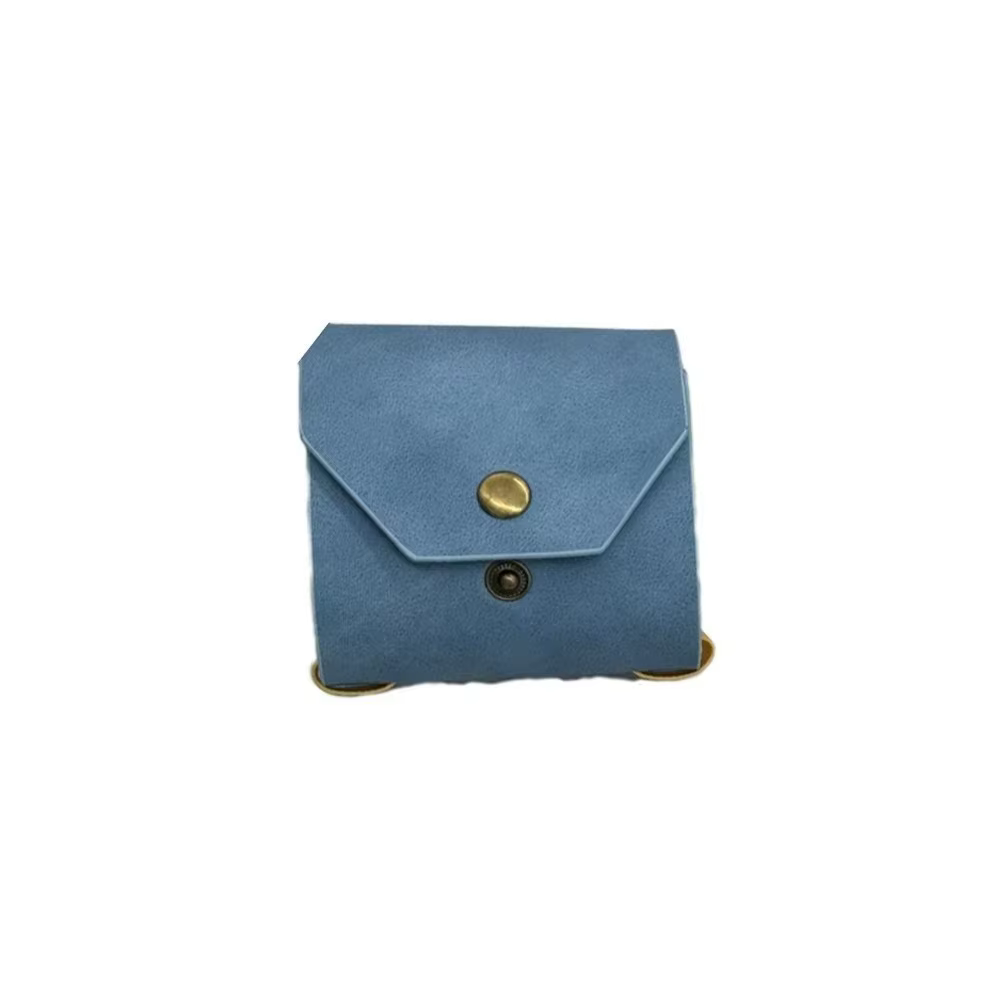 Petit portefeuille en cuir uni multifonction léger avec fermoir, porte-monnaie, cadeau