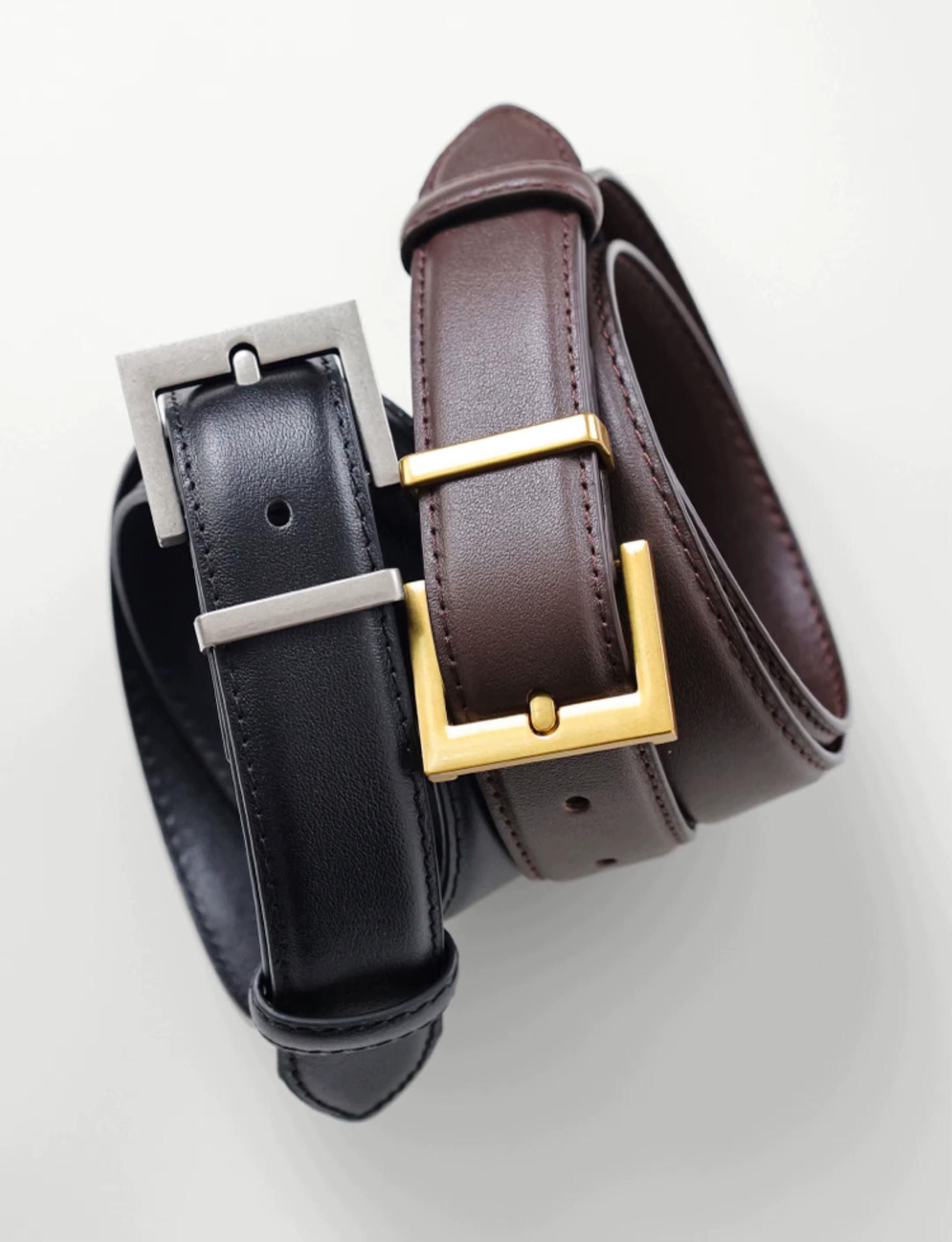 Nouvelle ceinture de luxe en cuir véritable double pour femme