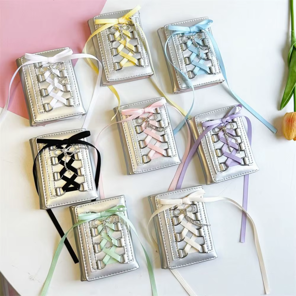 Portefeuille en argent doux Y2K pour femmes et filles