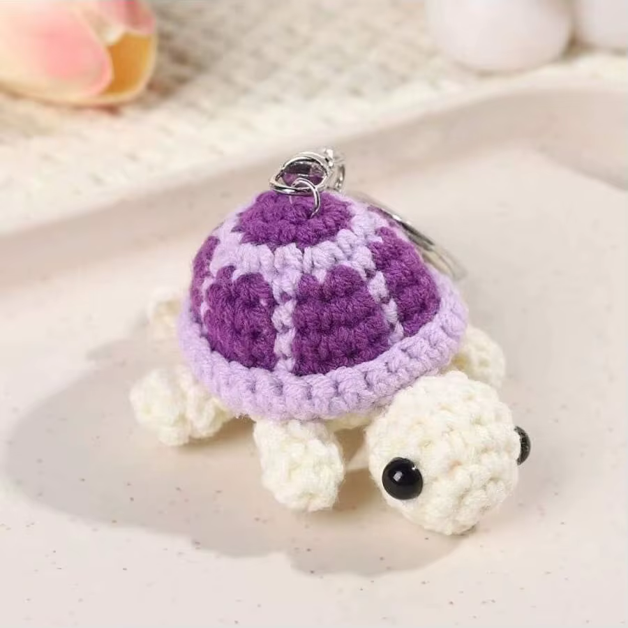 Porte-clés tortue en crochet fait main