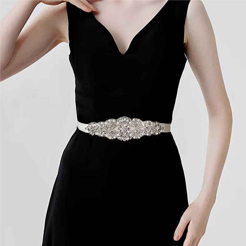 Ceinture de mariée en cristal argenté pour femmes