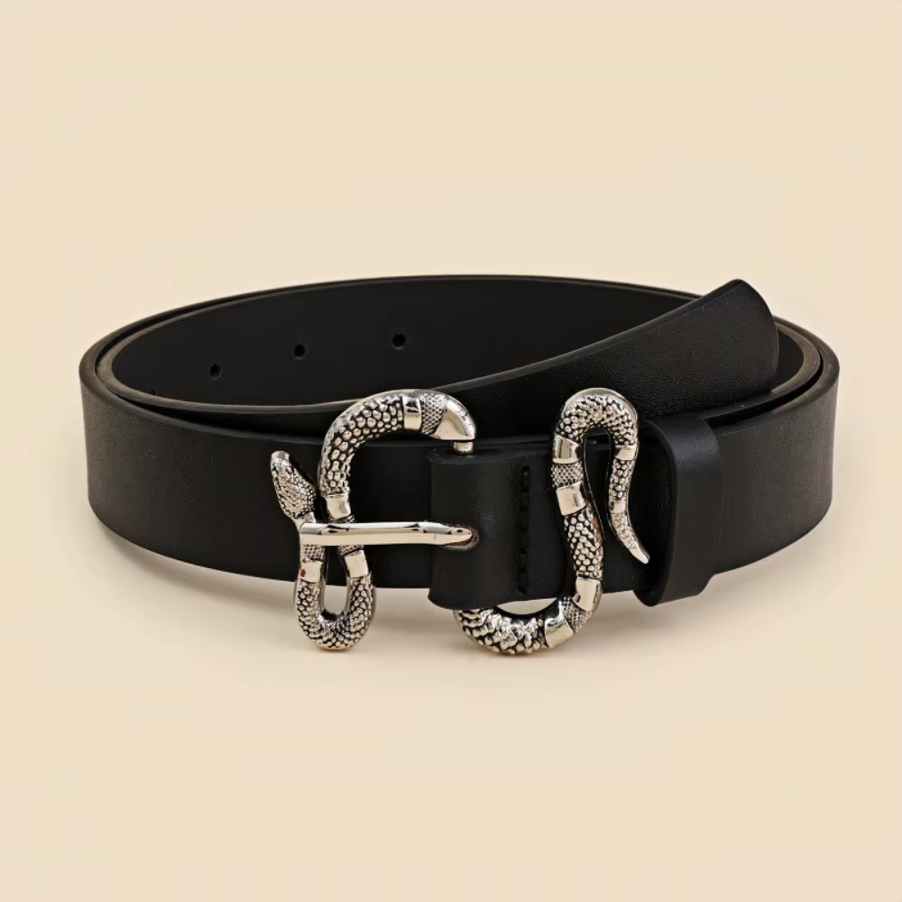 Ceinture en PU à boucle serpent rétro