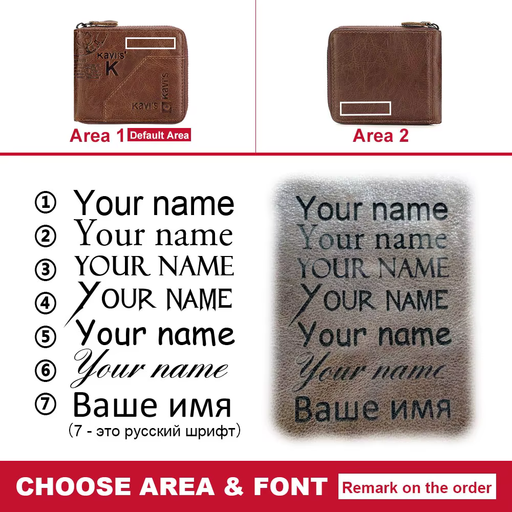 KAVIS portefeuille décontracté RFID bloquant mince porte-carte pour hommes en cuir véritable étui pour carte bancaire de crédit court mâle fermeture éclair autour du sac d'argent