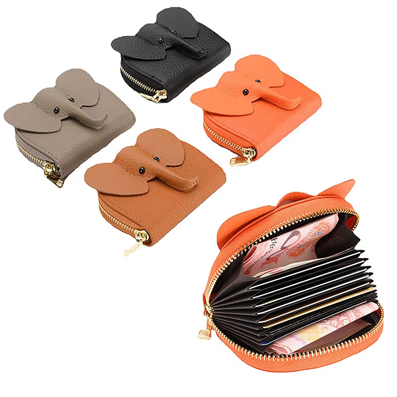 Porte-cartes en cuir de vachette véritable pour femme