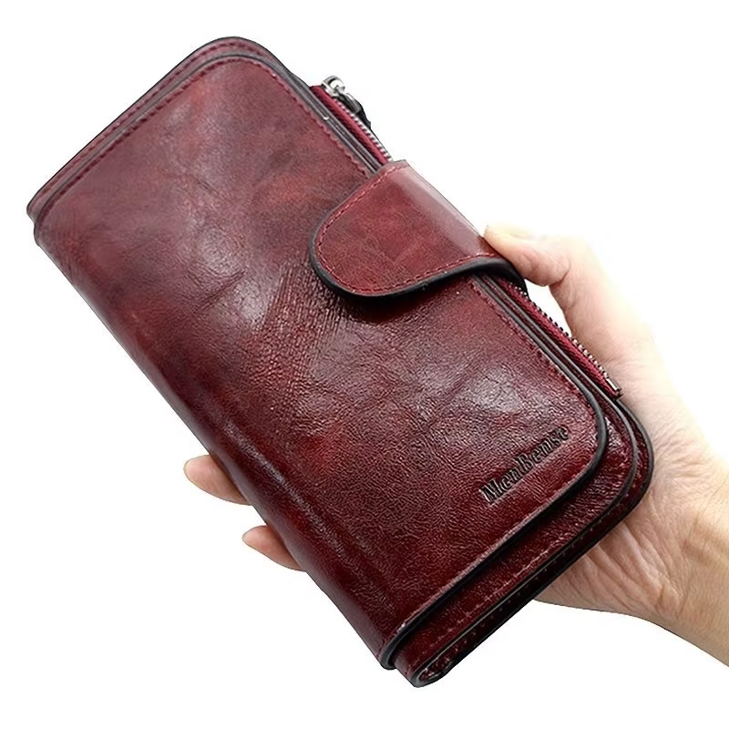 Mode portefeuille femme longue pochette en cuir PU sac à main grande capacité porte-carte fermeture éclair porte-monnaie sac d'argent pour dames