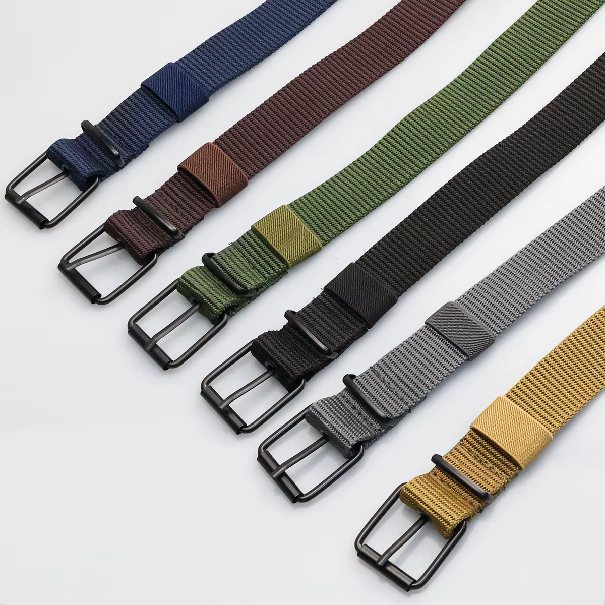 Nouvelles ceintures en toile à boucle ardillon poreuse pour hommes