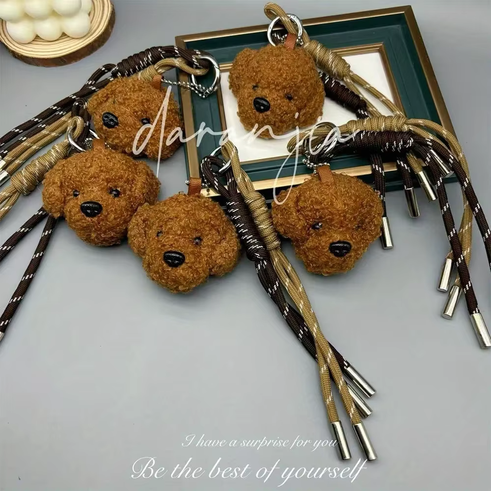 1/2 pièces nouveau porte-clés en peluche chien bricolage sac décoratif charme cadeaux de saint valentin 2025