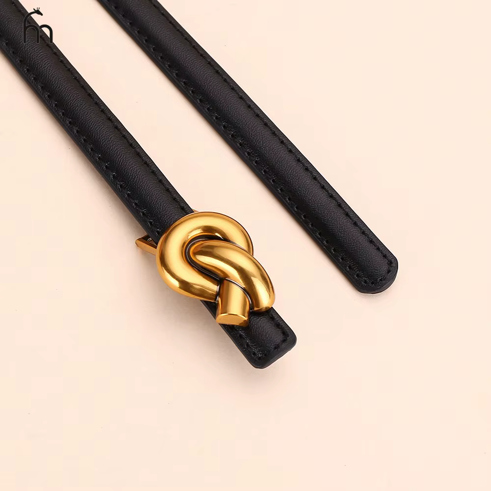Ceinture à nœud en cuir véritable pour femmes