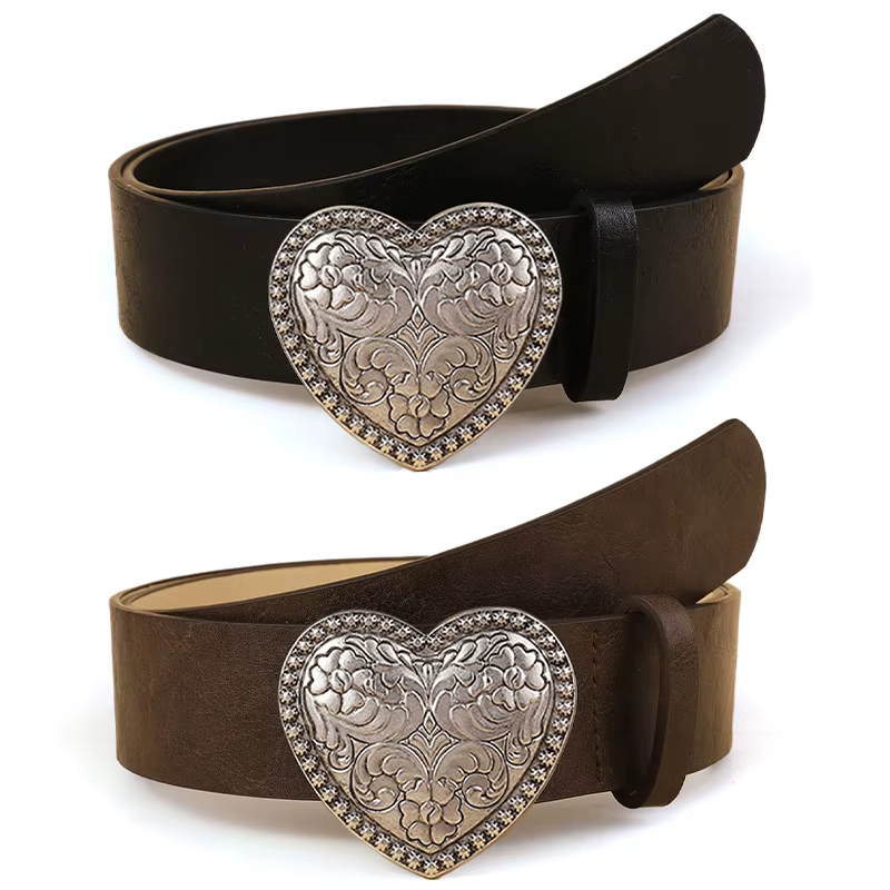 Amour coeur forme boucle femmes ceinture mode tenue décontractée jean accessoires