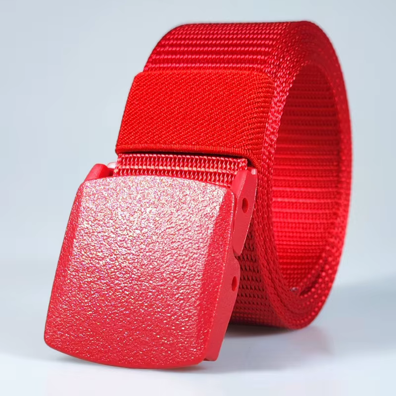 Ceinture en nylon à boucle automatique rouge pour hommes et femmes