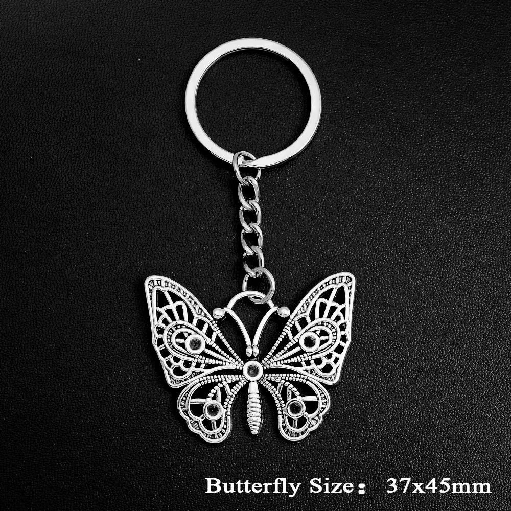 Porte-clés à breloques papillon, pendentifs esthétiques, bijoux, cadeau de vacances, anneau de chaîne pour femmes, sac de petite amie, voiture