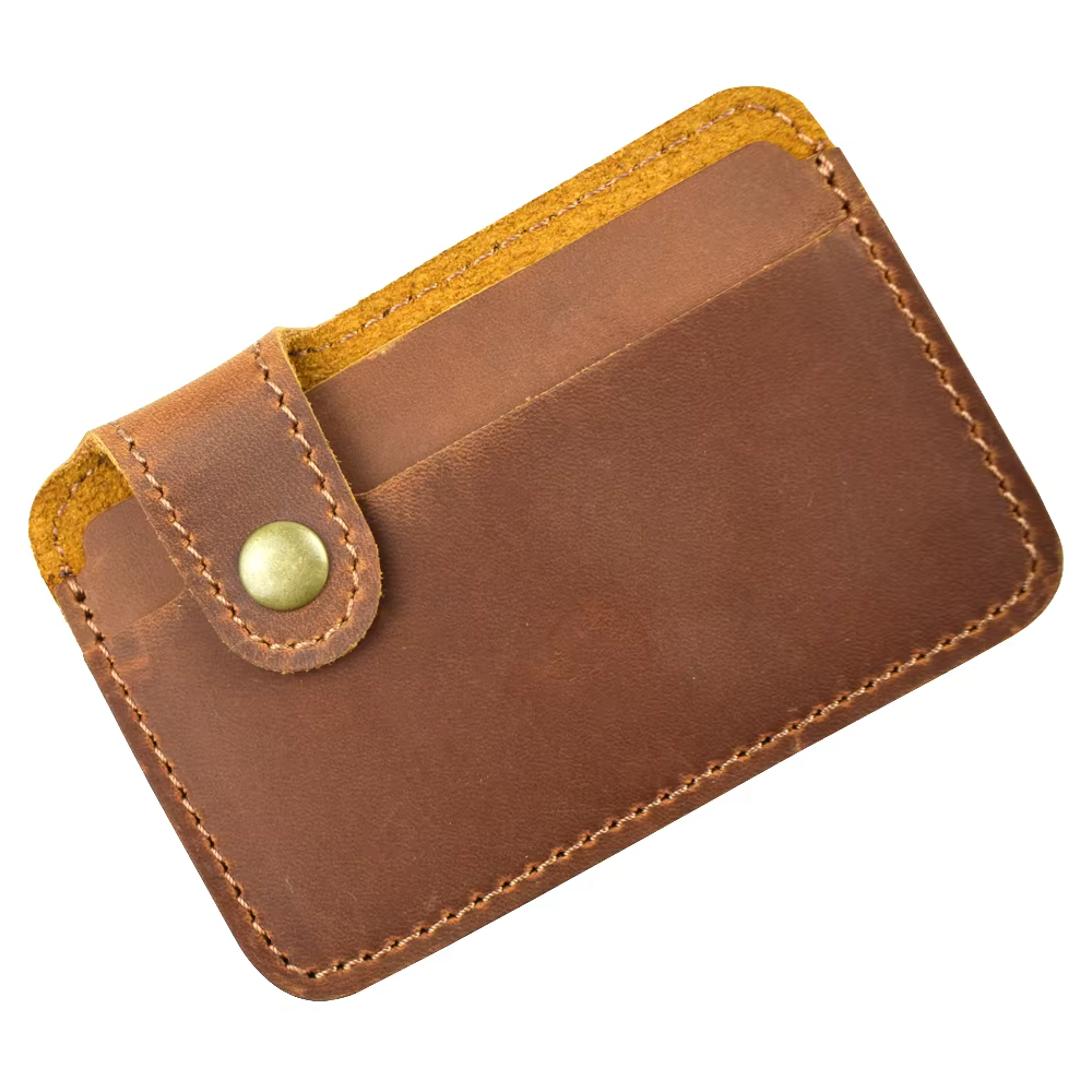 Porte-cartes en cuir Vintage avec fermeture à pression