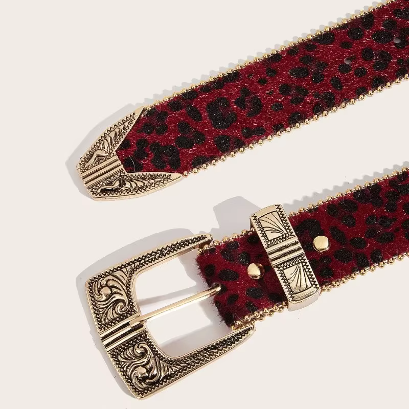 Ceinture pour femme à imprimé léopard rétro américain