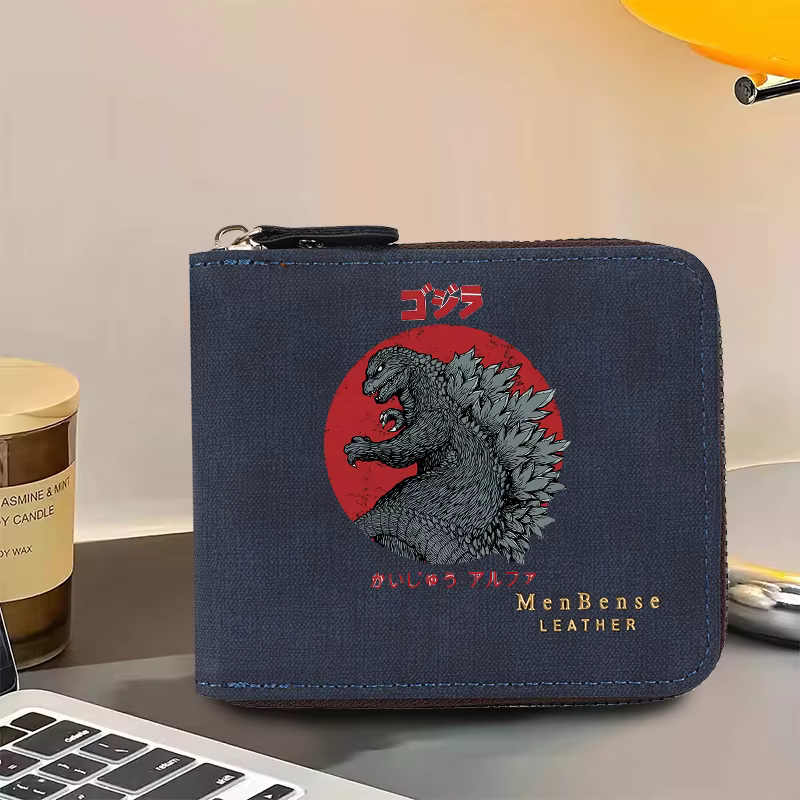Portefeuille Godzilla tendance avec fermeture éclair