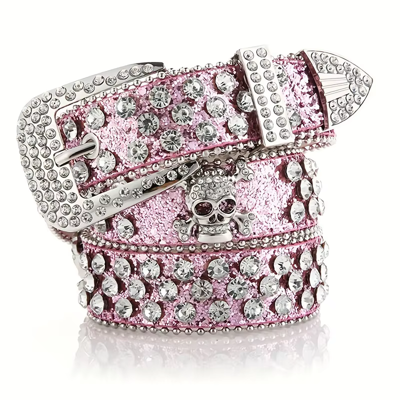 Glamour ceinture en PU rivetée en strass : l'accessoire parfait de style occidental pour les jeans Y2K!