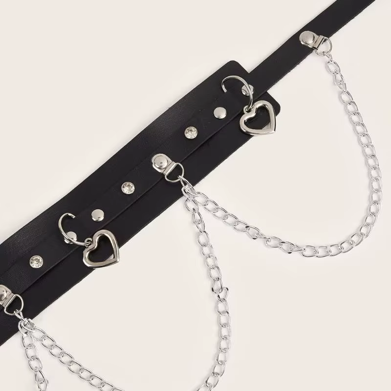 Ceinture en à mode 39BB avec chaîne en métal pour les Occasions décontractées formelles