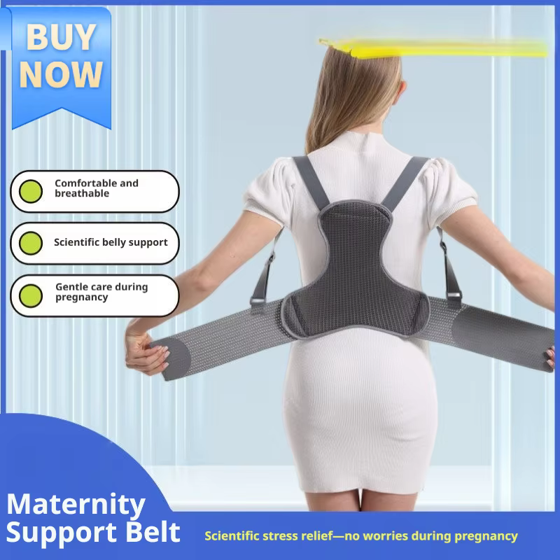 Ceinture de soutien de grossesse respirante avec bretelles, soulage les maux de dos, soutien abdominal pour toutes les phases de grossesse