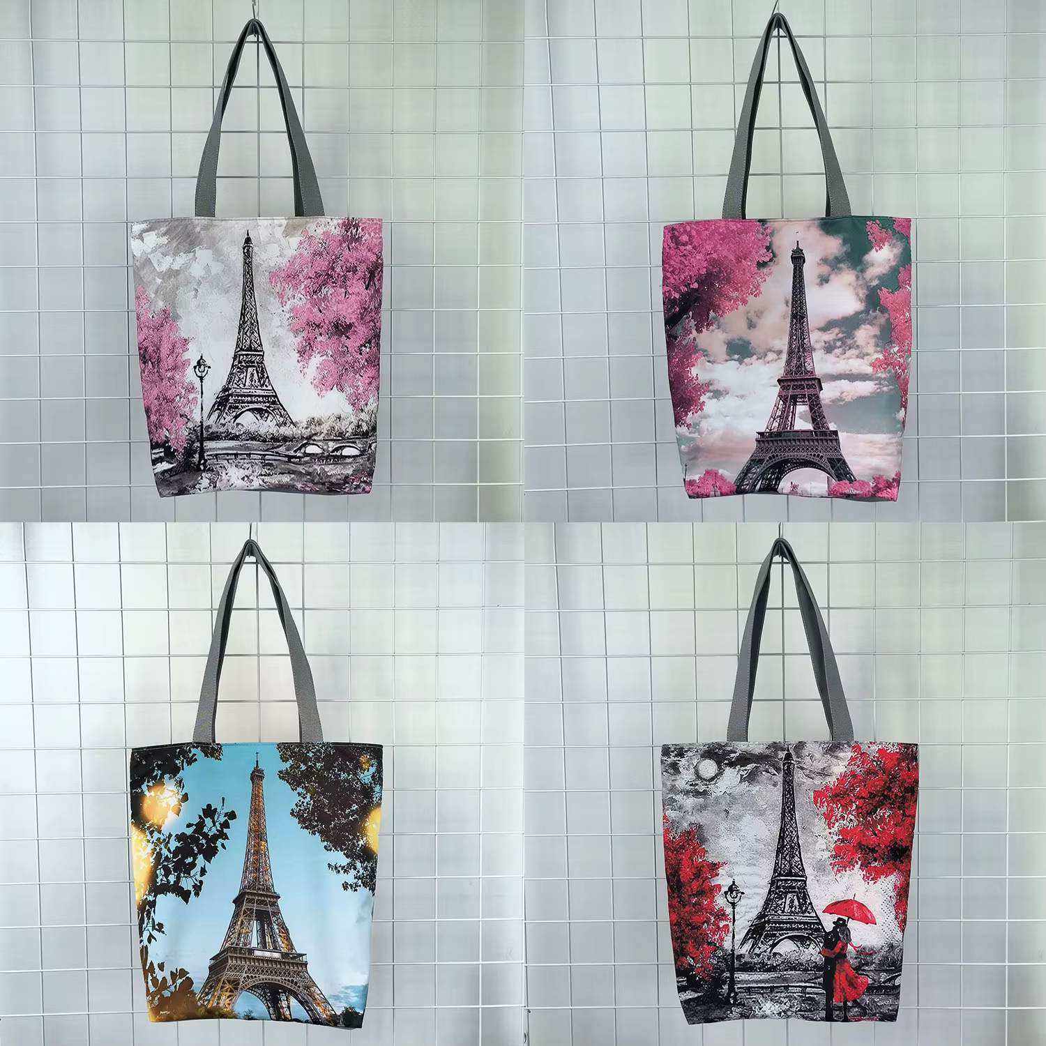 Sac à provisions imprimé tour Eiffel pour femme, sac à main, sac à main, cadeau Big Ben, sac initié, beau paysage, sac fourre-tout décontracté, construction tour de fer