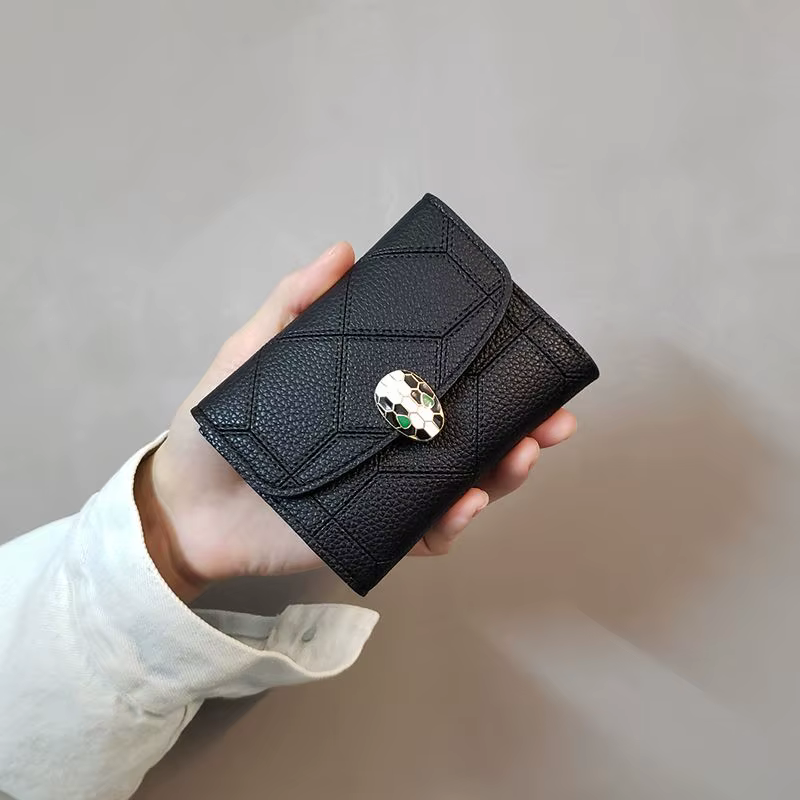 Nouveau portefeuille Snakehead pour femme, court, à trois volets, vertical, personnalisable, mini-portefeuille, petit porte-cartes frais, antivol