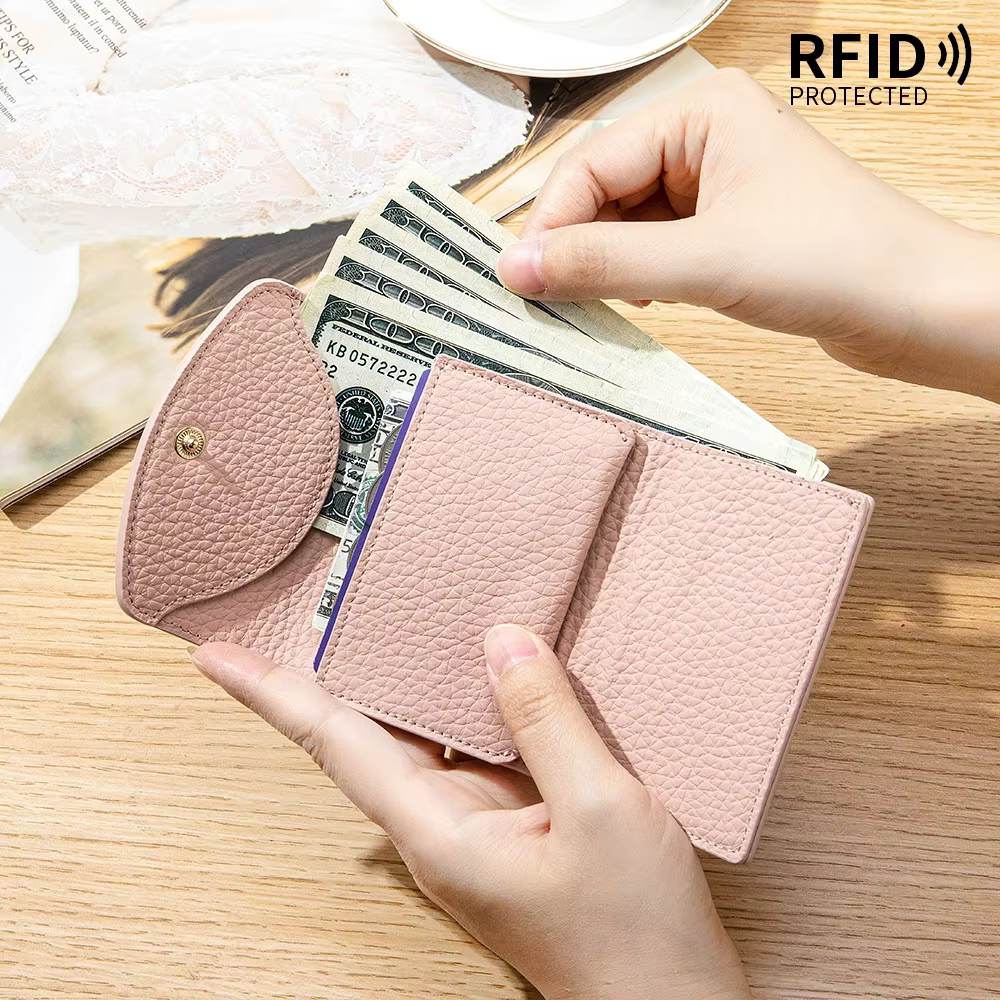 Nouveau portefeuille court en cuir véritable pour femmes